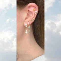 The Earring Shop Deux Fleurs Huggies Ørering - FW2121