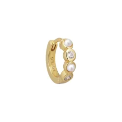 The Earring Shop Ellie Huggie Pearl/White